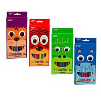 Карандаши пластик. 12цв. Yalong "Весёлые зверята" V530080-12 шестигр.,2,8мм,к/к,е/подвес