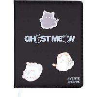 Дневник 1-11кл. deVENTE тв.обл. "Ghost Meow.Чёрный" 2020633 кож.зам.,поролон,бел.бум.,шелкогр.