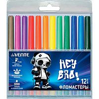 Фломастеры 12цв. deVENTE "Hey Bro" 5081642 вент.колп.,пластик.блист.