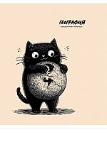 Тетрадь предм. 48л. Проф-Пресс "Bad cat-География" 48-9865 тисн.холст (клетка)