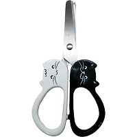 Ножницы детск. 12,7см deVENTE "MooreCafe" 8010521 двухцв.пластик. кольца в виде котиков,карт.блист.