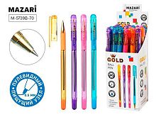 Ручка шар. MAZARI "Gold" M-5739B-70 синяя,0,5мм,п/прозр.цв.корп.асс.,резин.грип