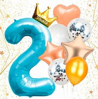 Набор шаров (8шт) "2 - Prince голубой" 574-284 латекс,фольг.