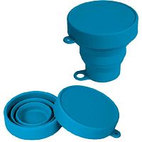 Стакан складной 180мл deVENTE "Mini" 8090416 неон.голуб.,силикон,d-8см,высота-8см,крышка