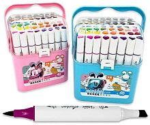 Маркеры д/скетчинга 48цв. INTELLIGENT DJ-116 двухст.(кисть+скош),4,7/6,2мм,бел.корп.,пластик.бокс