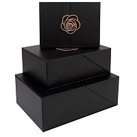 Коробка подар. 3в1 КОКОС "Flower" 253931 чёрный,на магните,29*21*11-20*15*7см