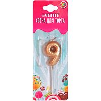 Свеча-цифра д/торта "9" deVENTE "Воздушный шарик" 9060012 4,2*3,0*1,4см,золот.,пластик/к,е/подвес