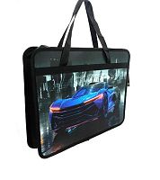 Папка пластик,с ручками А4 ПЧЕЛКА ПМ-А4-25 "Ночная гонка" д/тетрадей