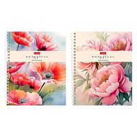 Тетрадь 96л. (клетка) ХАТ спираль "Ботаника" перфор.на отрыв,лам.soft-touch,тисн.,асс.