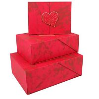 Коробка подар. 3в1 КОКОС "Heart" 253928 бордо,на магните,29*21*11-20*15*7см