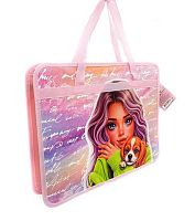 Папка пластик,с ручками А4 ПЧЕЛКА ПМ-А4-25 "Девочка и щенок"