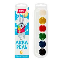 Краски  6цв. LORI "Весёлые друзья" Акпф-001 аквар.,б/к