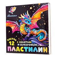 Пластилин 12цв.,230гр. ЛУЧ "Фантазия" 35С 2310-08 (классич.,золот.,серебр.) со стеком