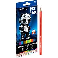 Карандаши пластик. 12цв. deVENTE "Hey Bro" 5022638 шестигр.,2М,гриф.3мм,к/к