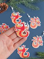 Подвесное украшение НГ Миленд "Красный праздничный дракон" НУ-7216 4,5см,дер.,12шт.