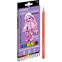 Карандаши пластик. 12цв. deVENTE "Amai Menoko" 5022635 шестигр.,2М,гриф.3мм,к/к