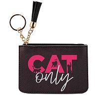 Картхолдер КОКОС "Cat only" 251869 чёрный,кож.зам.,9*12*0,5см,отстрочка