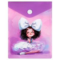 Папка-конверт на кнопке А6 ФЕНИКС "Балерина с бантом" 72382 пластик,180мкм