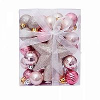 Набор ёлочных шаров+звезда ЛЬДИНКА "Нежность" 216459 (30шт.) 3см,пластик.,розов./золото