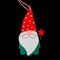 Подвесное украшение НГ EK Decor "Санта со звездой" 13,5см,дерево 51117