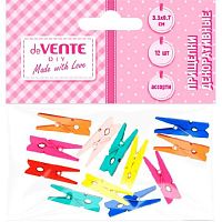 Набор прищепок дерев. deVENTE "Цветной микс" 12шт,35*7мм,асс.цв. 8120903