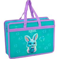 Папка пластик,с ручками А4 deVENTE "Little Rabbit" 8057600 с расш.10см,400мкм,мат.п/прозр.с рис.