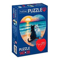 Пазлы  140+38 ХАТ А4 Premium "Два сердца -Коты и море" 35850 2картинки,смарт-уп.