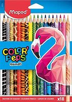 Карандаши 18цв. MAPED "Color`Peps" 832218 трёхгр.,декор.,к/к