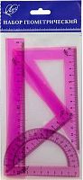 Набор геом. ЛУЧ (4предм.) 33С 2202-08 прозр.,розовый