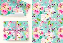 Бумага упак. 100*70см Микрос "Акварель" Ч447001 глянц.,80гр/м2,(5шт)