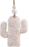 УЦЕНКА Подвесное украшение НГ "Ажурный кактус" 7,5*1,5*8,5см,х/б ткань 80208
