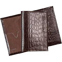 Обложка д/паспорта ATTOMEX 1030300 коричневая,нат.кожа шик "крокодил"