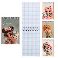 Блокнот А7  40л. КОКОС спираль "Куколка" 261889 клетка,асс.