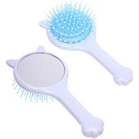 Расчёска массажная детская с зеркалом "Катикотик" 215-887 голубая,16см