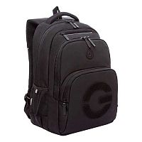 Рюкзак школьный Гризли RU-530-8 чёрный-чёрный,анатом.спинка,полиэстер,32*45*23см