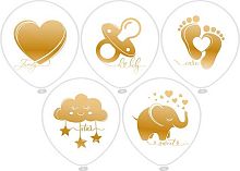 Шары возд. Микрос 12" шелк рис. 2ст. 1цв. Золотой малыш! 5диз.Ч46105