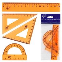 Набор геом. ЛУЧ (4предм.) 33С 2198-08 (линейка 15см, 2треуг.,трансп.) оранжевый