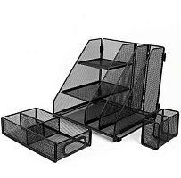 Лоток 5-секц.+ выдвижная полка+навесной органайзер Darvish DV-16227BK чёрный,металл.