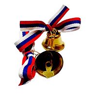 Колокольчик с бантиком-триколором и булавкой,25мм M06178