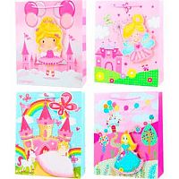 Пакет подар. бум. deVENTE "Princess" 9041165 вертик.,26*32*10см,с блёст.,объём.детал.,асс.