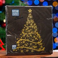 Салфетка бум. НГ Bouquet Home Collection Classic "Волшебная ель на чёрном" 57095 3-х сл.(20шт)