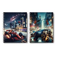 Тетрадь120л. (клетка) СВЕТОЧ спираль "Ночные гонки" Т206 (01552) тв.обл.,глянц.лам.