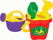 Набор песочный №222 Dream Makers 4450 (ведро-цветок средн.,ситечко-цветок,совок,грабел.,лейка мал.)