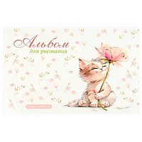 Альбом для рис.12л. ФЕНИКС "Кот с цветком" 73109 глянц.уф-лак,на скобе