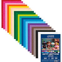 Фетр 20л.20цв. А4 deVENTE "Яркие цвета" 8113500 мягкий,2мм,пласт.пакет,е/подвес