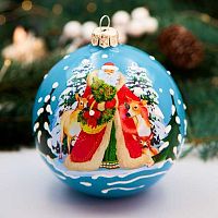 Шар КОЛОМЕЕВ "Дед Мороз" КУ-100-224197 стекло,10см,подар.уп.