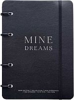 Тетрадь на кольцах 120л. (клетка) Infolio Study "My black. Чёрная" N5217 кож.зам.,резинка