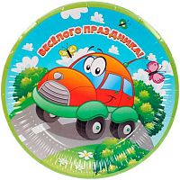 Тарелка бум. "Весёлая машинка" 18см (10шт) 130-851