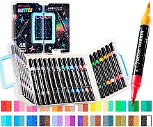 Маркеры д/скетчинга  24шт.-48цв. INTELLIGENT TRUECOLOR "Глиттер" DO-270 двуст.,1-5мм,кисть,пл.пенал