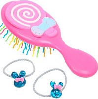 Набор расчёска массажная детская + 2резинки "Мила. Леденец" розовый 215-921
